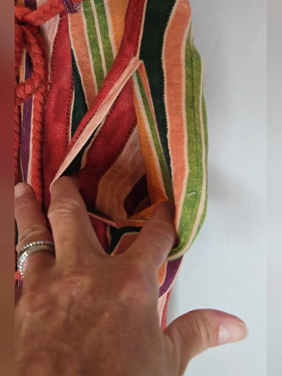 Farm Rio X Anthropologie Augustine Linen Striped Wide Leg Paperbag Pants XS - Picture 5 of 10